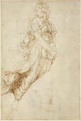 レクト：メルポメンのフィギュアの研究、WA1846.182（ブラインドスタイラス上のペンと茶色のインク）